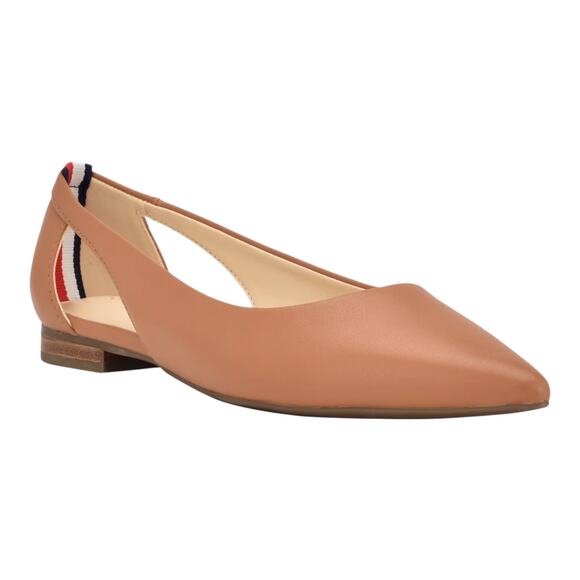Tommy Hilfiger Women's Velahi Cutout Pointy Toe Flats Tan Size 8 M - Picture 1 of 4